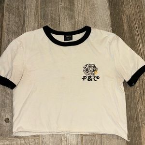 P&Co tee, white and black, size:6